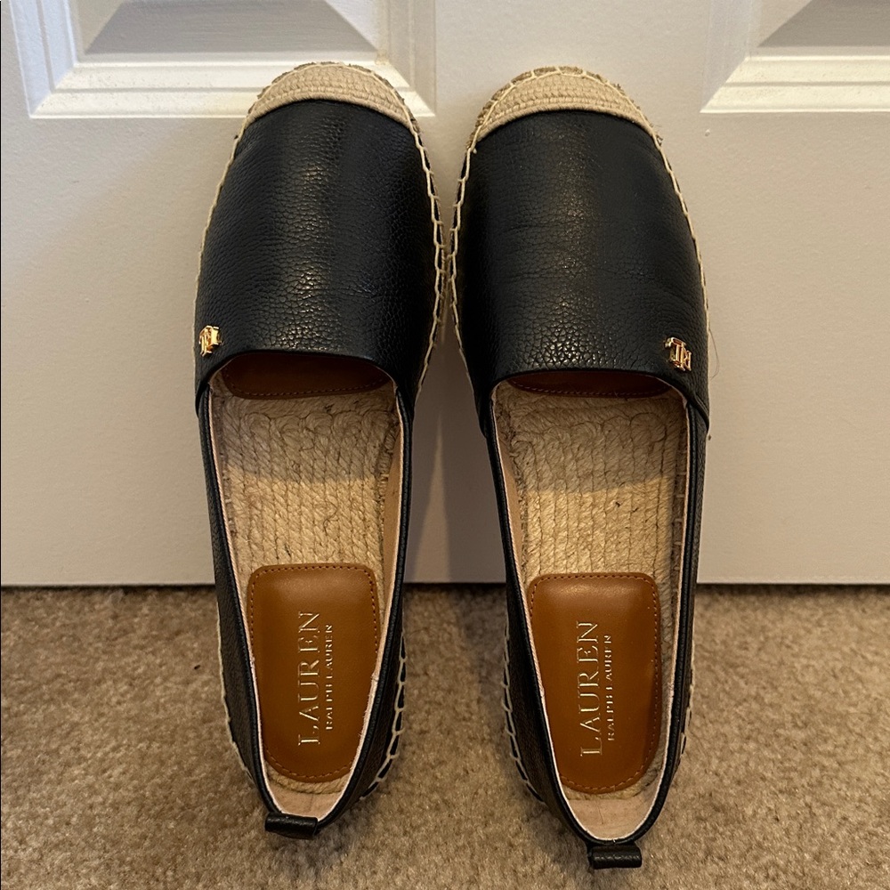 Ralph Lauren Cameryn Black Espadrille Flats
